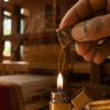 Silk burn test being performed on saree thread to check for pure silk authenticity